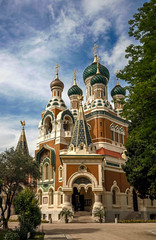 Fototapeta na wymiar St.Micolas russian orthodox church. City of Nice, southern France