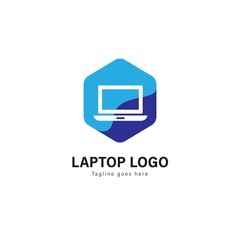 Laptop template design. Laptop logo with modern frame vector design