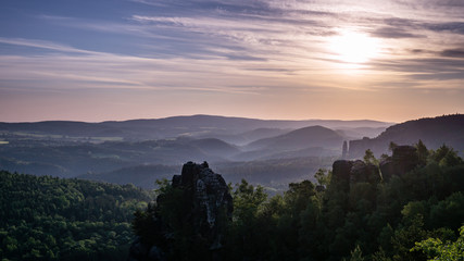 Sonnenaufgang Schrammsteinaussicht Elbsandsteingebirge