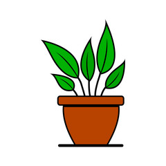 Houseplant in pot. Colored icon isolated on white background. Vector illustration