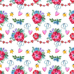 Watercolor Sweet seamless pattern.