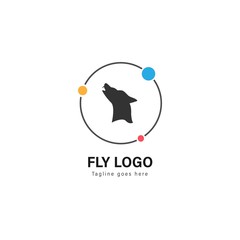 Wolf logo template design. Wolf logo with modern frame vector design