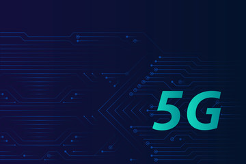 Vector illustration of 5G technology concept on blue abstract background