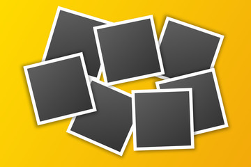 Vector illustration of realistic photo frames for mockup on orange background