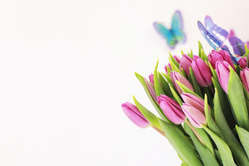 Bouquet of beautiful pink tulips