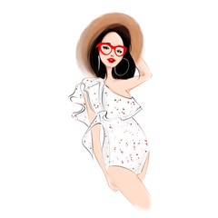 Pregnant woman wearing swimsuit