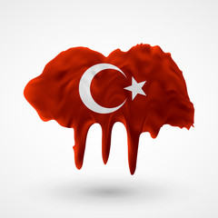vector isolated Flag of Turkey painted colors
