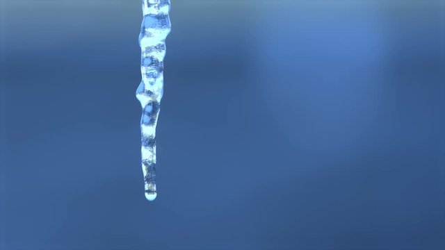 Macro close-up of an icicle dripping as it melts in the spring thaw