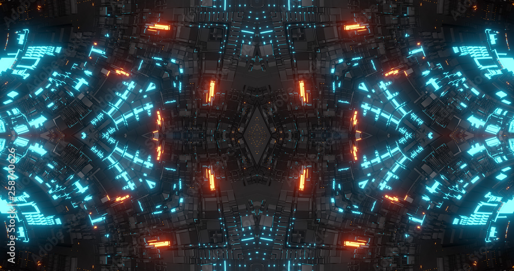 Poster abstract technology background, led and flickering particles. animation of electric circuit signal w