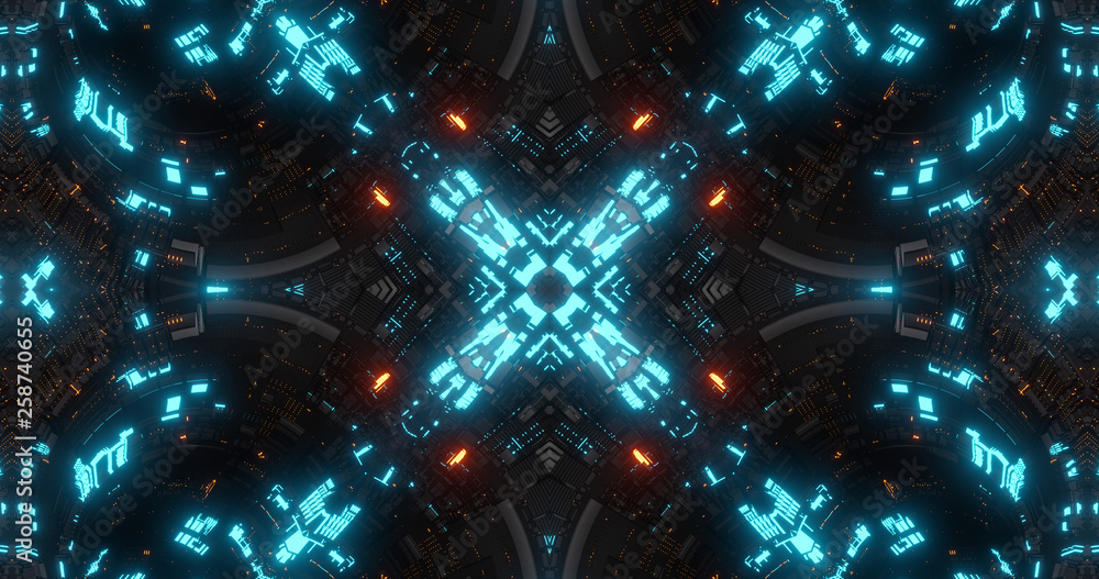 Poster abstract technology background, led and flickering particles. animation of electric circuit signal w