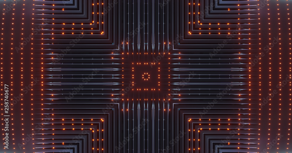 Poster abstract technology background, led and flickering particles. animation of electric circuit signal w