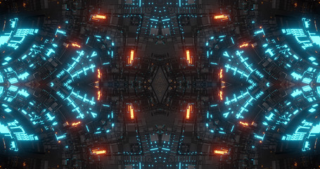 Abstract technology background, led and flickering particles. Animation of electric circuit signal with light glow and Bokeh. Futuristic concept. 3D render