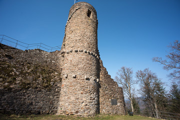 Castle Bärenfels in southern Germany, beautiful castle on a hill in the woods.