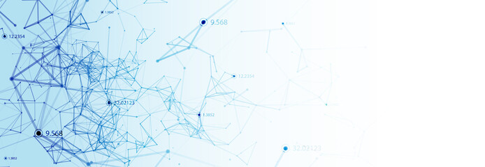 Abstract polygonal vector background with connecting dots and lines. Digital data visualization.