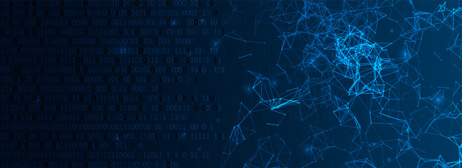 Abstract polygonal vector background with connecting dots and lines. Digital data visualization.