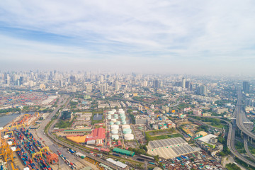 Fototapeta na wymiar Aerial view shipping port logistic business industry