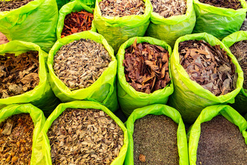 Dry herb in Peruvian Street Market at Nazca