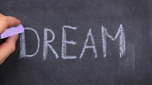 Word dream, written with chalk on blackboard.