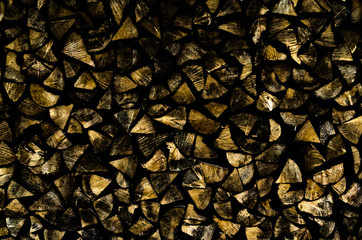 Pile of stacked wood background