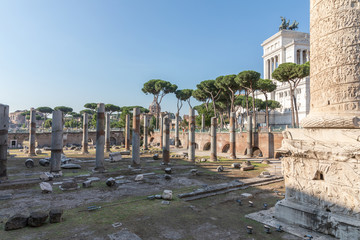 Panoramic view of Trajan's Forum and Column in Rome