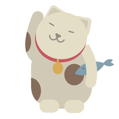 Waving cat flat illustration on white