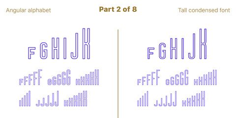 Condensed outlined sans serif font Angular, Vector