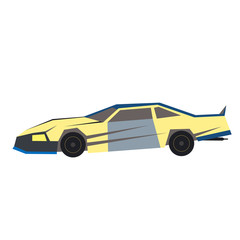 Yellow sport car flat illustration on white