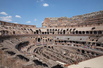 Fototapeta na wymiar Panoramic view of interior of Colosseum in Rome