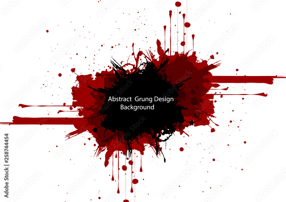Poster abstract vector splatter red and black color design background. illustration vector design