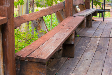 Naklejka premium Old wooden bridge,Old wooden bench,Vintage concept