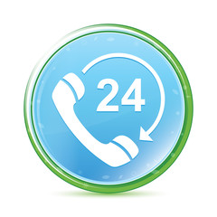 24 hours open phone rotate arrow icon natural aqua cyan blue round button