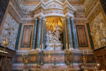 Fototapeta na wymiar Panoramic view of interior of Santa Maria della Vittoria
