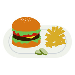 Fast food meal flat illustration on white