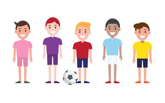 People playing soccer or football around the world. Sport and people concept. Vector illustration.