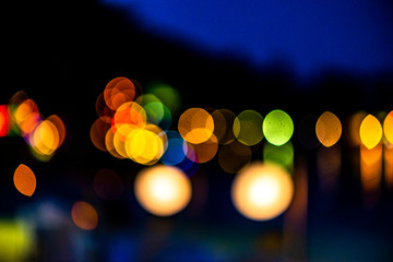 blur image of night festival on street blurred background with bokeh