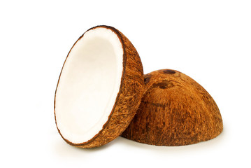 Dried coconut on white background.with clipping path.