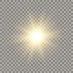Golden shining vector sun