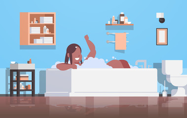 Fat obese woman relaxing in bath