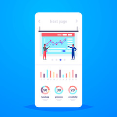 Couple businesspeople presenting financial bar growth report