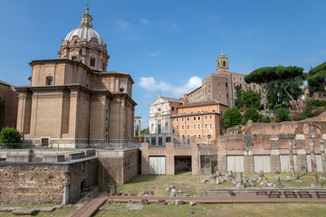 Panoramic view of forum of Caesar also known as forum Iulium