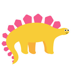 Yellow dinosaur flat illustration on white