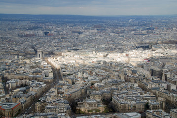 view from Eiffel Tower ofer Arc de Triomphe and Champs Elysee