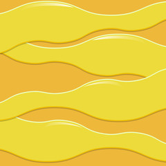vector illustration abstract image of yellow wavy volumetric shapes with highlights and shadows on an orange background