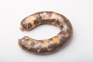 Food, national cuisine and delicious concept - Traditional Central Asian horse meat sausage