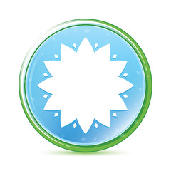 Leafy flower icon natural aqua cyan blue round button