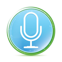 Microphone icon natural aqua cyan blue round button