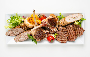 meat appetizer on the white plate