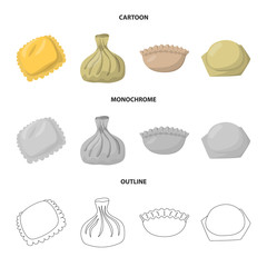 Isolated object of products  and cooking sign. Set of products  and appetizer stock symbol for web.