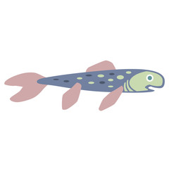 Blue fish flat illustration on white