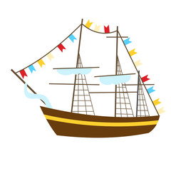 Ship flat illustration on white